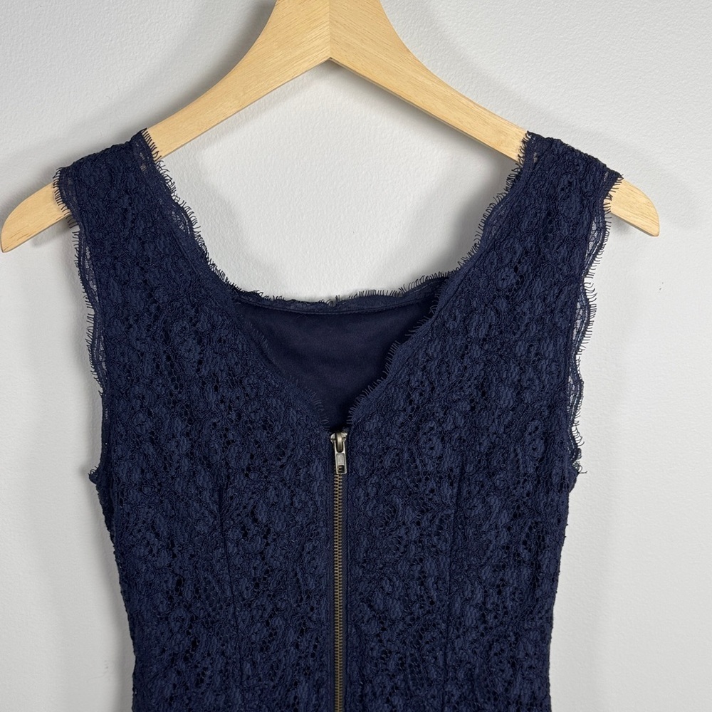 Adrianna Papell Navy Blue Lace Sheath Dress Size 8 - Picture 6 of 7
